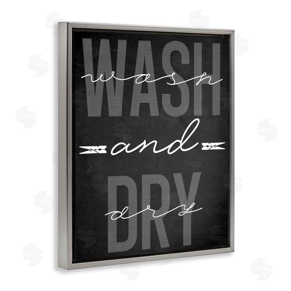 Marcus Prime Wash And Dry Black Minimal Gray Floating Frame Canvas Wall Art Print