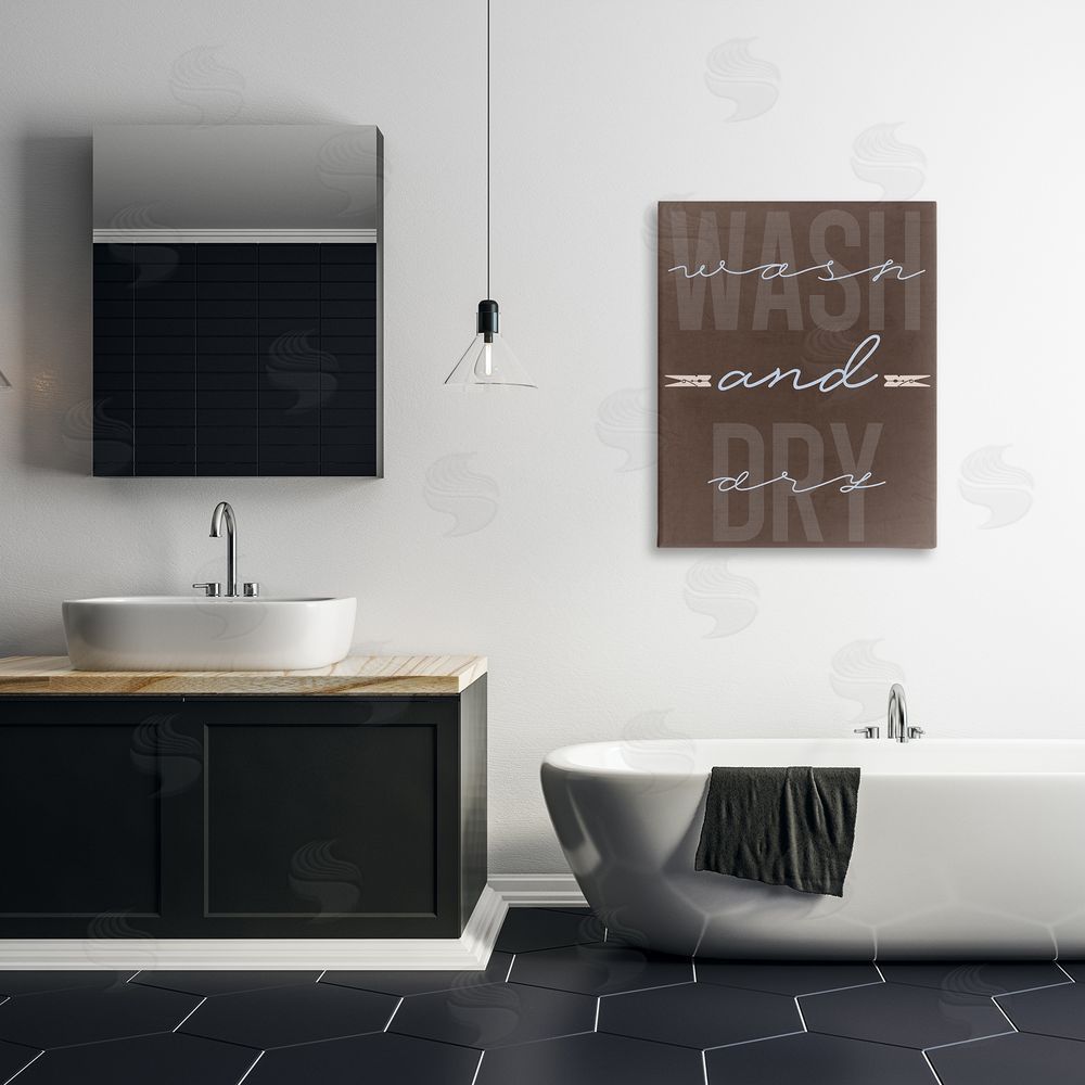 Marcus Prime Wash And Dry Brown Stretched Canvas Wall Art Print in Room