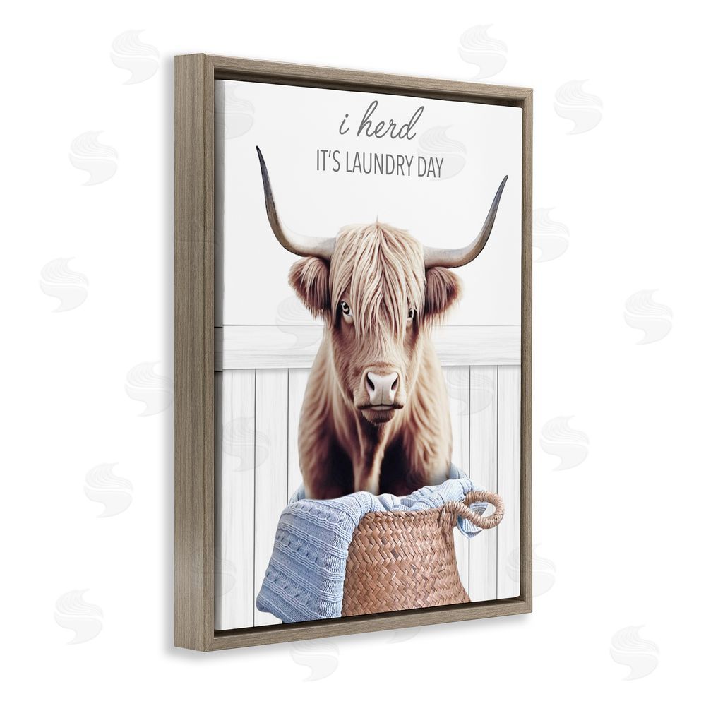 Marcus Prime Herd It's Laundry Day Brown Floating Frame Canvas Wall Art Print