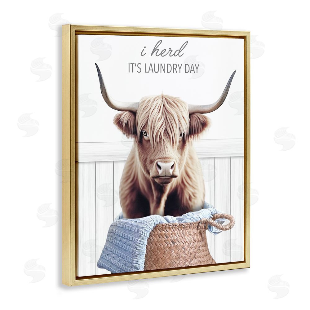 Marcus Prime Herd It's Laundry Day Gold Floating Frame Canvas Wall Art Print