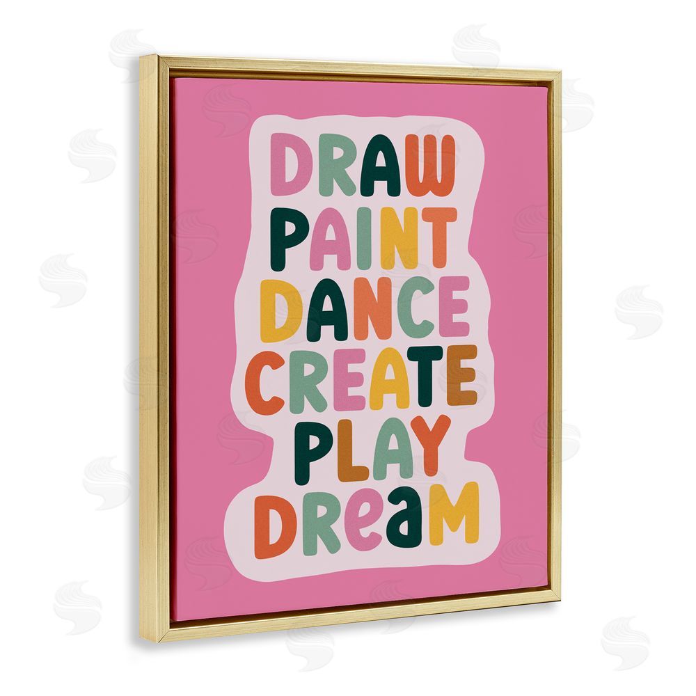 Julia Frost Draw Paint Dance Create Gold Floating Frame Canvas Wall Art Print