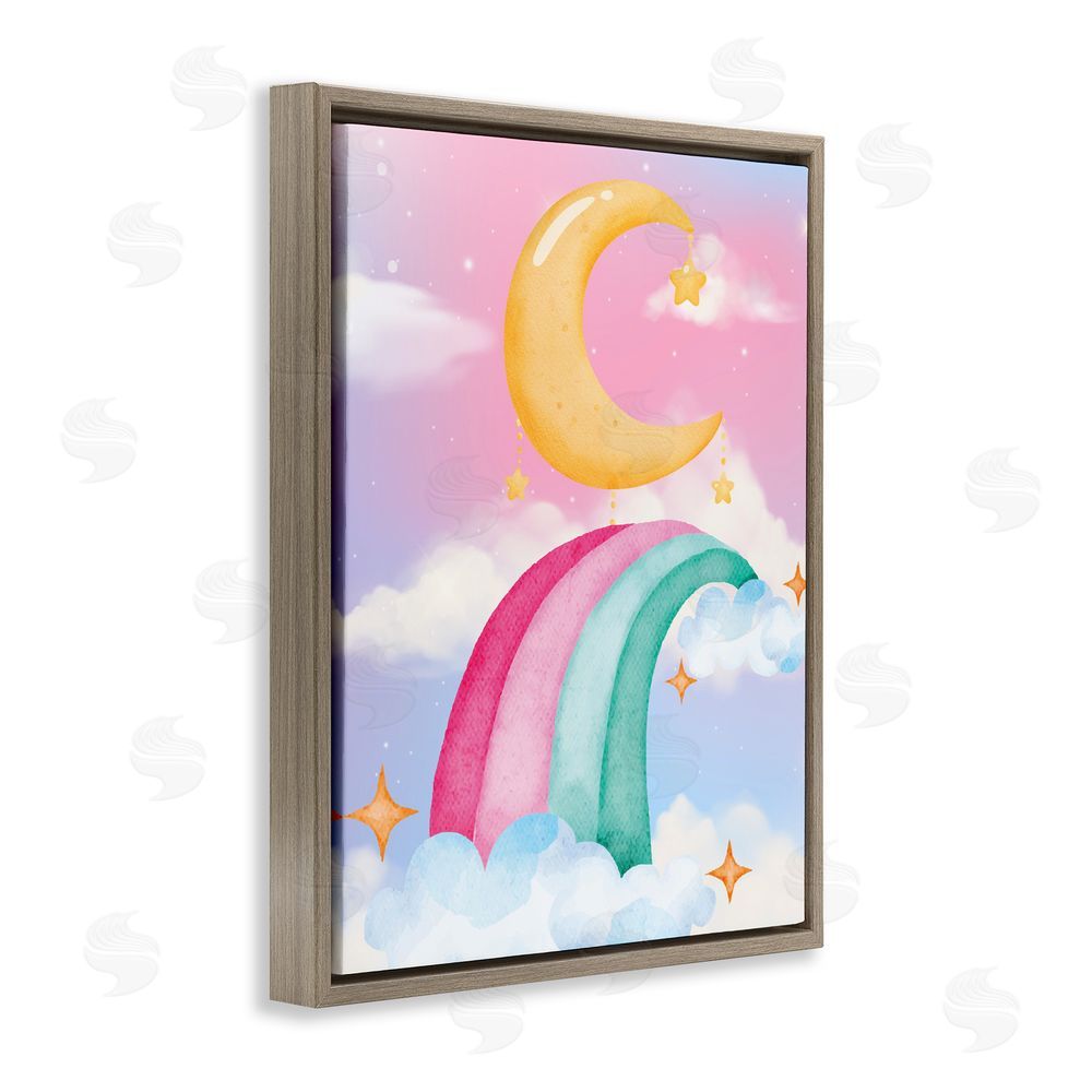 Jesse Keith Moon Rainbow in Clouds Brown Floating Frame Canvas Wall Art Print