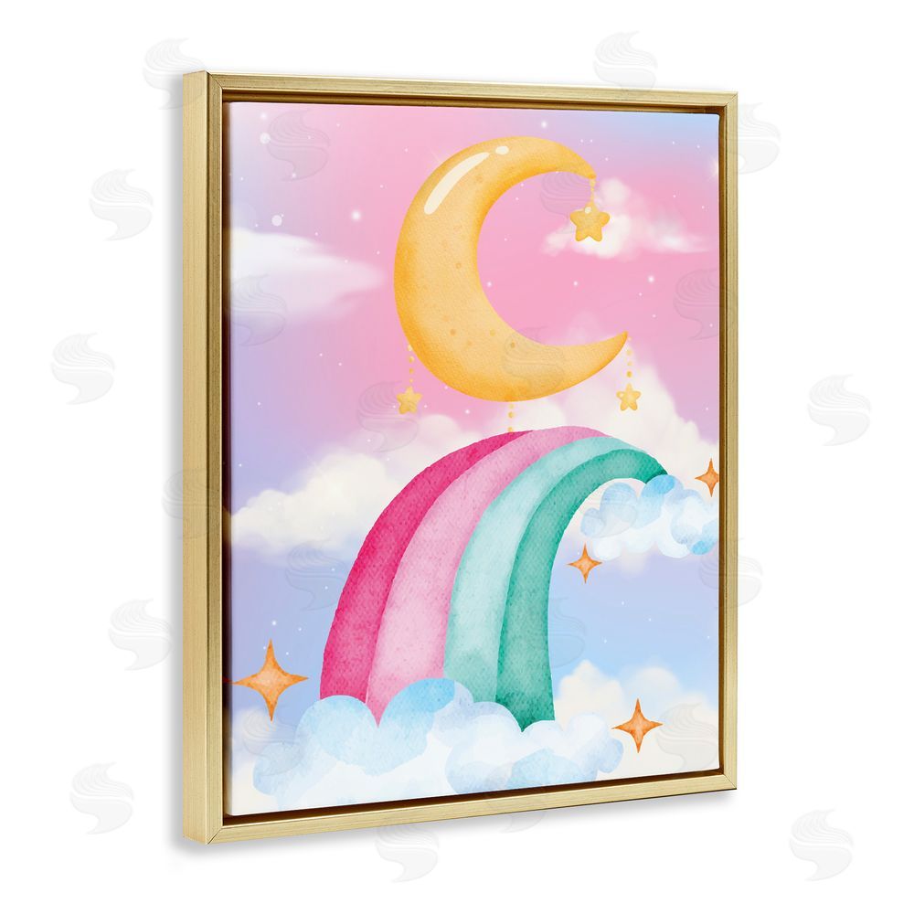 Jesse Keith Moon Rainbow in Clouds Gold Floating Frame Canvas Wall Art Print