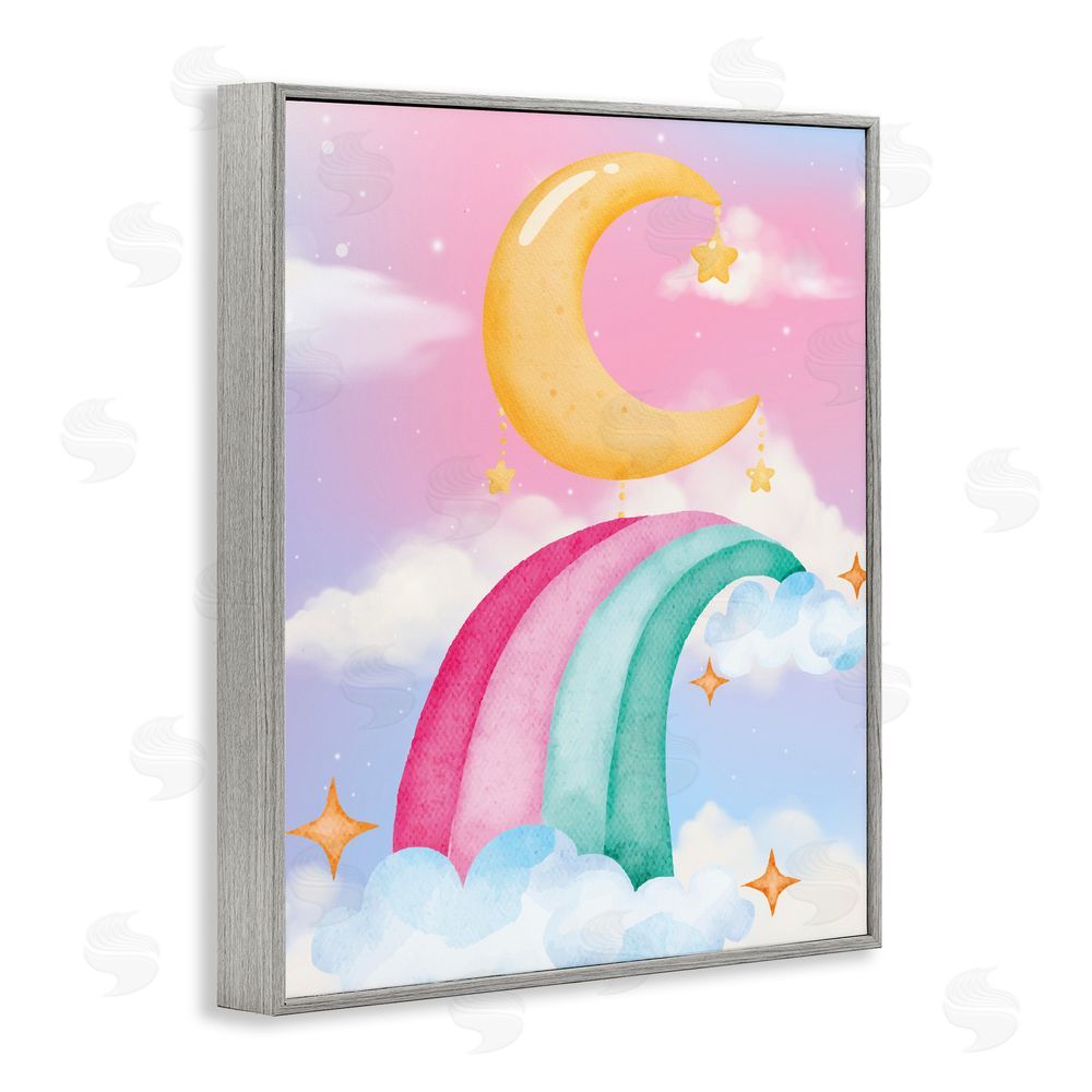 Jesse Keith Moon Rainbow in Clouds Gray Framed Giclee Print Wall Art