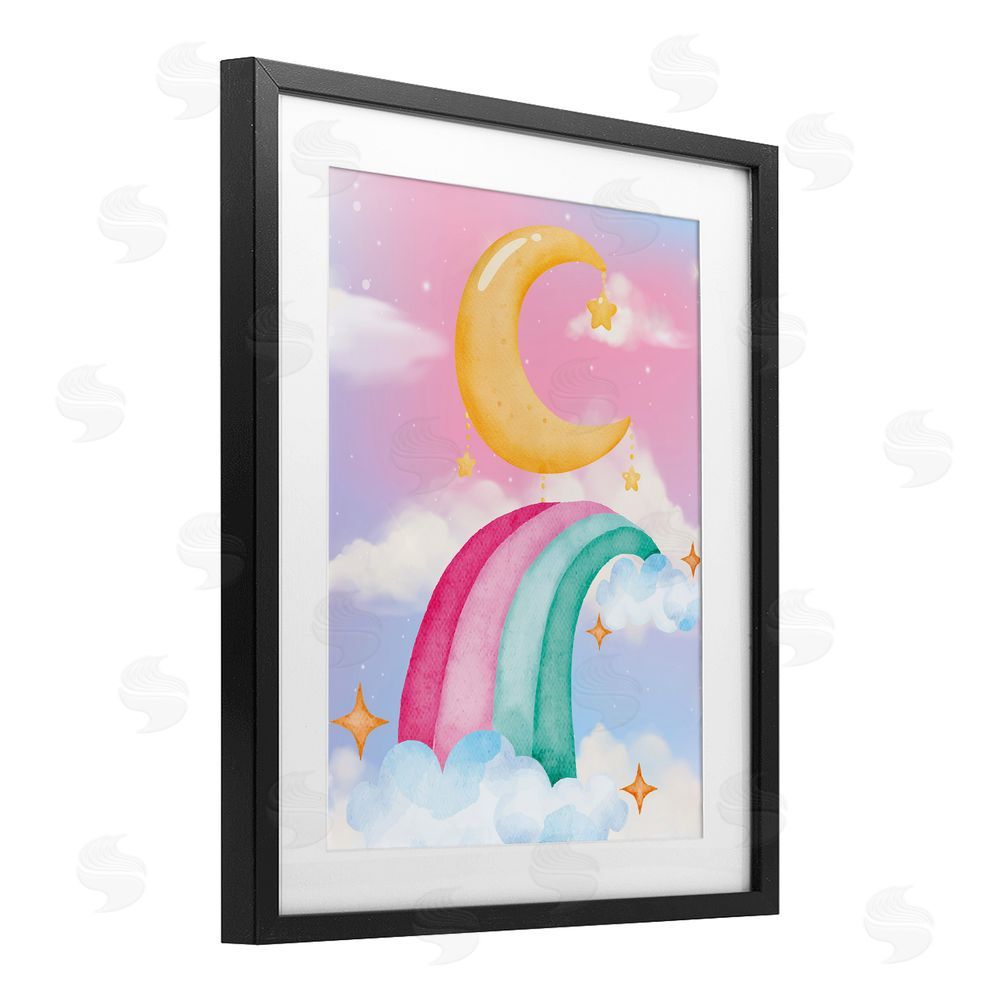 Jesse Keith Moon Rainbow in Clouds Black Framed Print Under Glass Wall Art