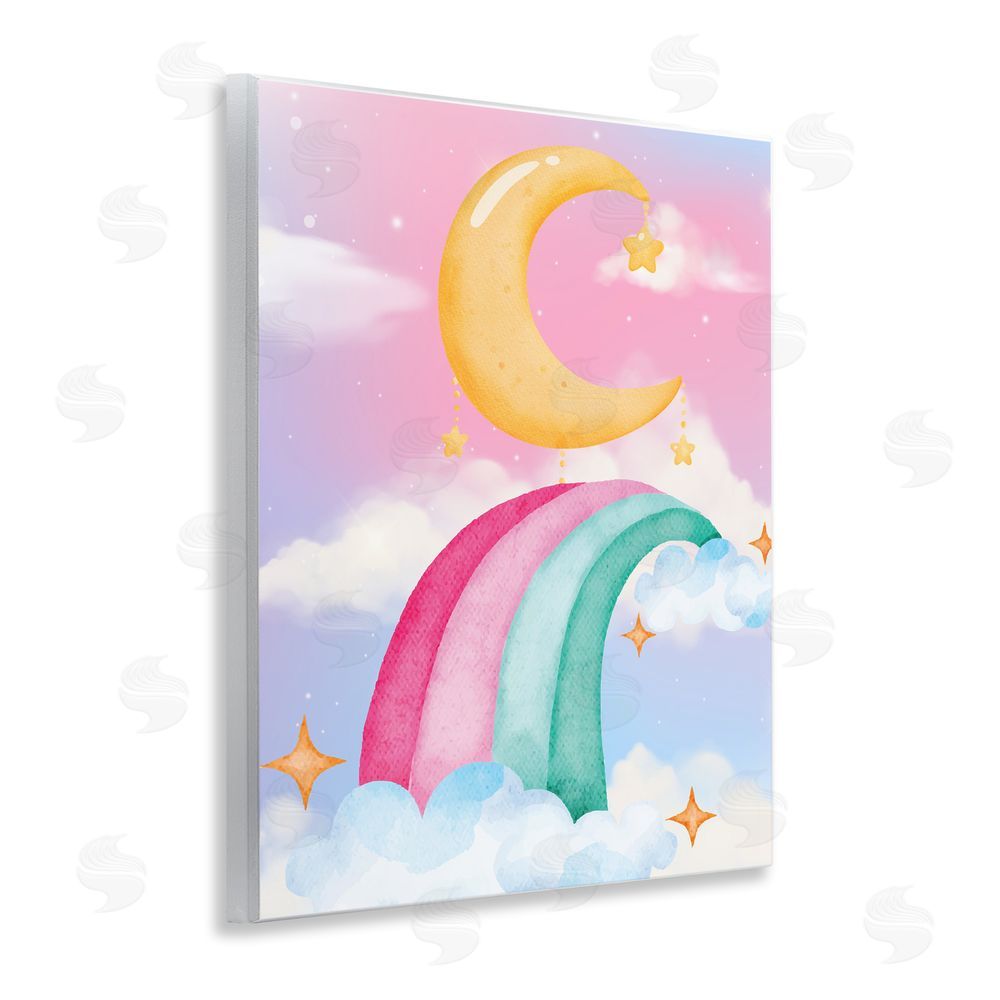 Jesse Keith Moon Rainbow in Clouds Wooden Wall Plaque Art Print