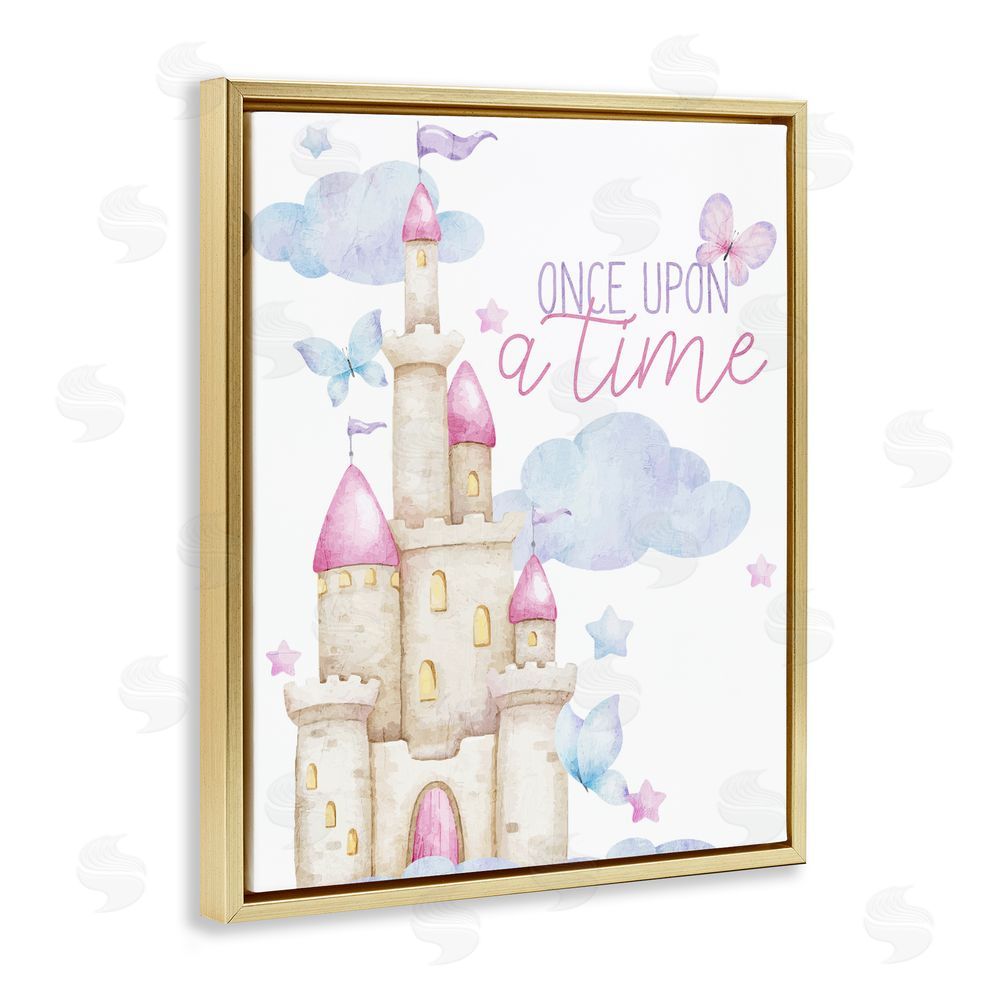 Kim Allen Once Upon A Time Castle Gold Floating Frame Canvas Wall Art Print