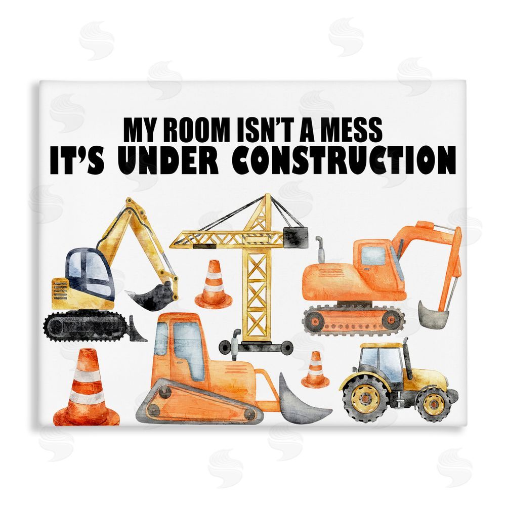Kim Allen Not A Mess Under Construction Stretched Canvas Wall Art Print