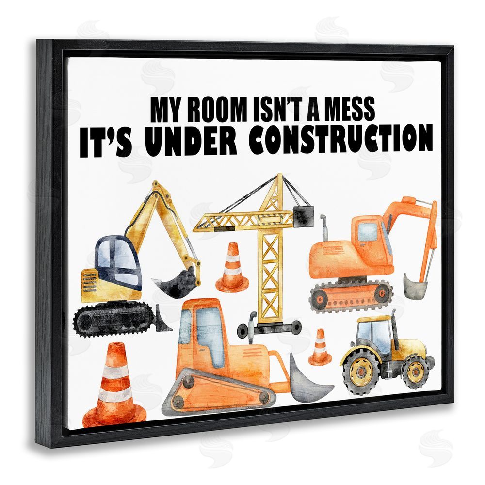 Kim Allen Not A Mess Under Construction Black Floating Frame Canvas Wall Art Print