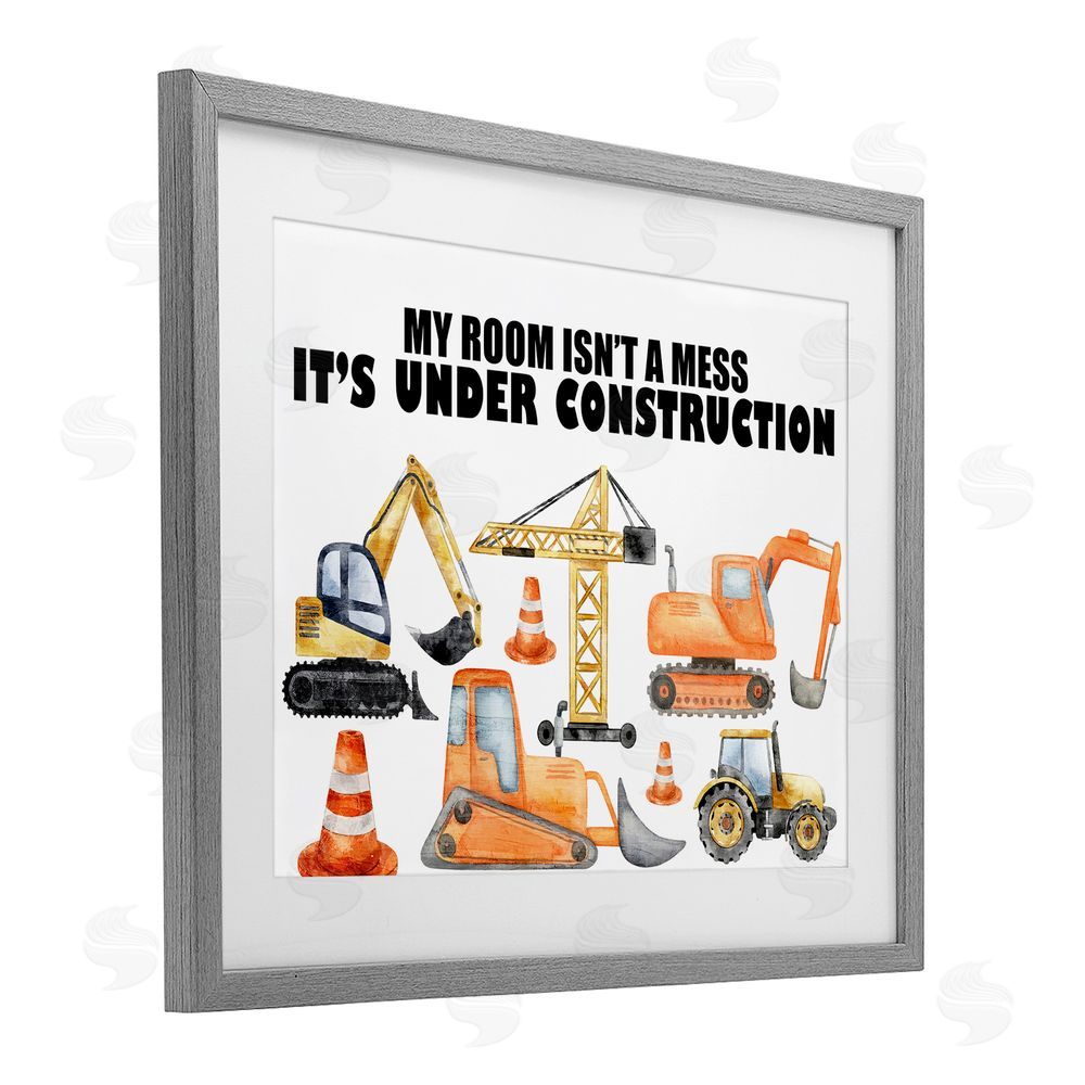 Kim Allen Not A Mess Under Construction Gray Framed Print Under Glass Wall Art