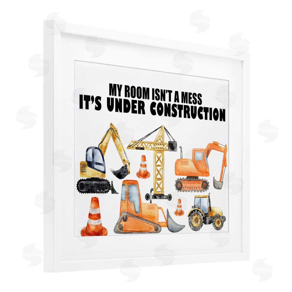 Kim Allen Not A Mess Under Construction White Framed Print Under Glass Wall Art