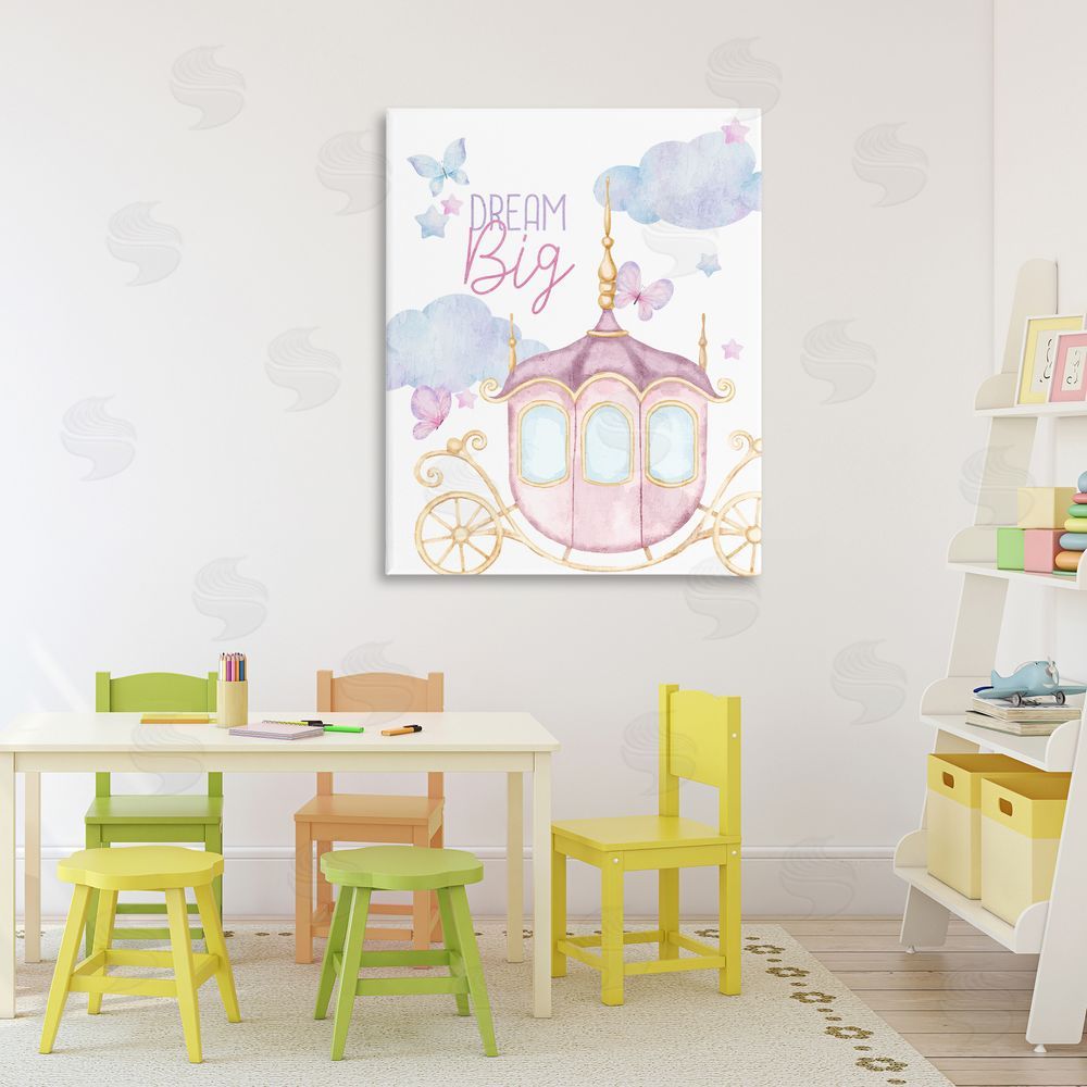 Kim Allen Dream Big Fantasy Carriage Stretched Canvas Wall Art Print in Room