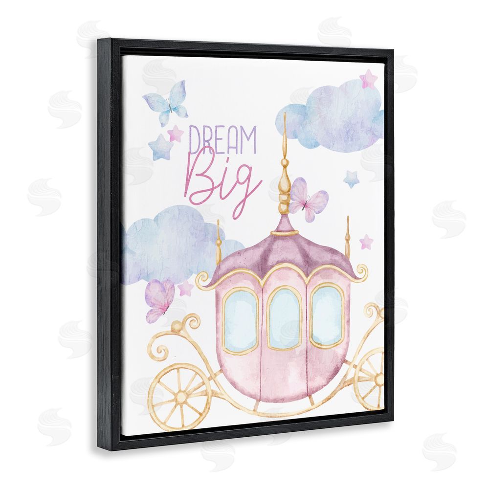 Kim Allen Dream Big Fantasy Carriage Black Floating Frame Canvas Wall Art Print