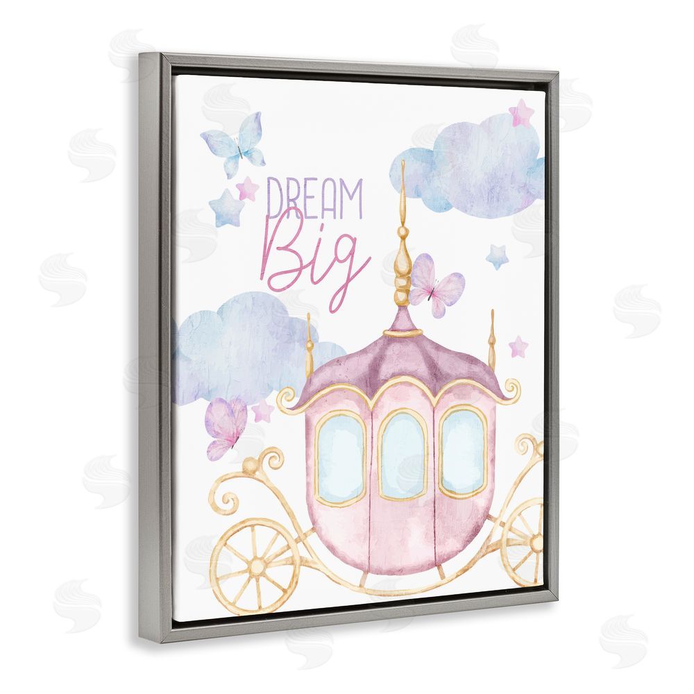 Kim Allen Dream Big Fantasy Carriage Gray Floating Frame Canvas Wall Art Print