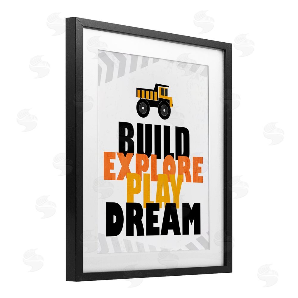 Kim Allen Build Explore Play Dream Black Framed Print Under Glass Wall Art
