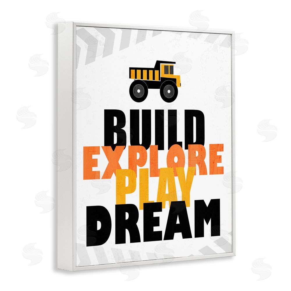 Kim Allen Build Explore Play Dream White Framed Giclee Print Wall Art
