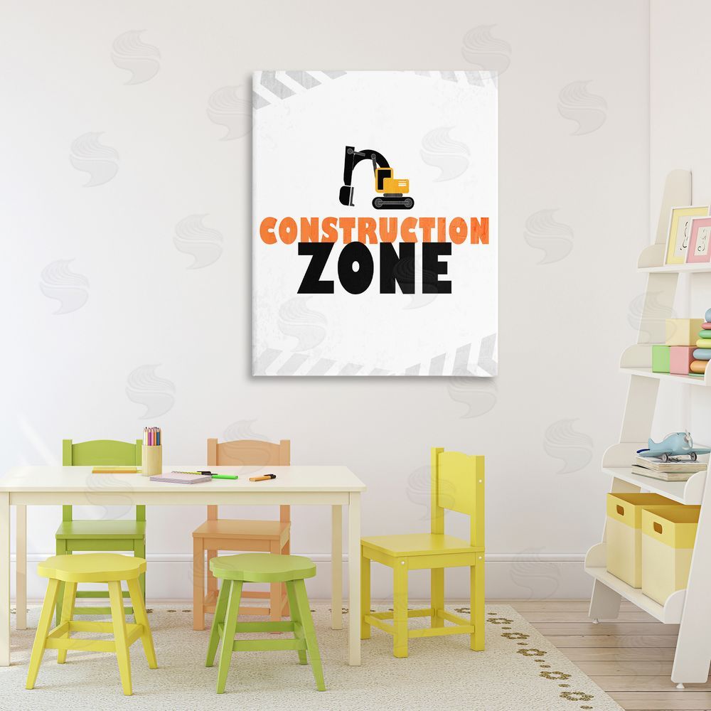 Kim Allen Construction Zone Minimal Stretched Canvas Wall Art Print in Room