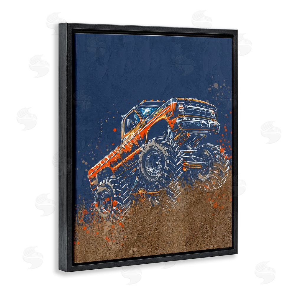 Kim Allen My Jam Monster Truck Black Floating Frame Canvas Wall Art Print