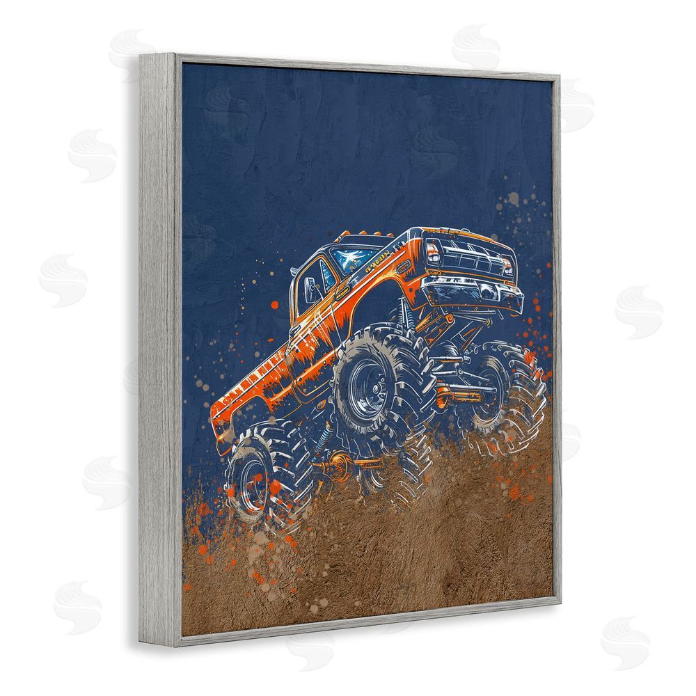 Kim Allen My Jam Monster Truck Gray Framed Giclee Print Wall Art