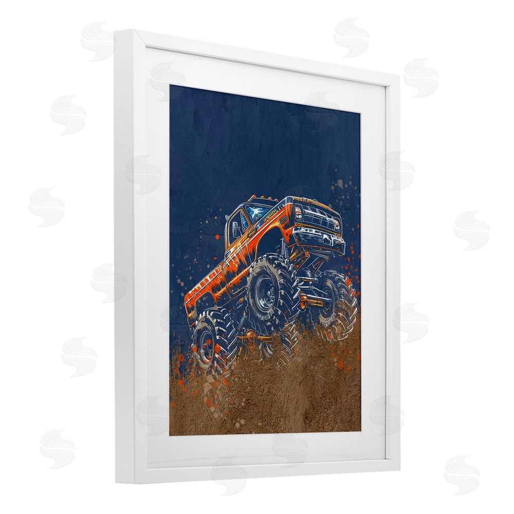 Kim Allen My Jam Monster Truck White Framed Print Under Glass Wall Art