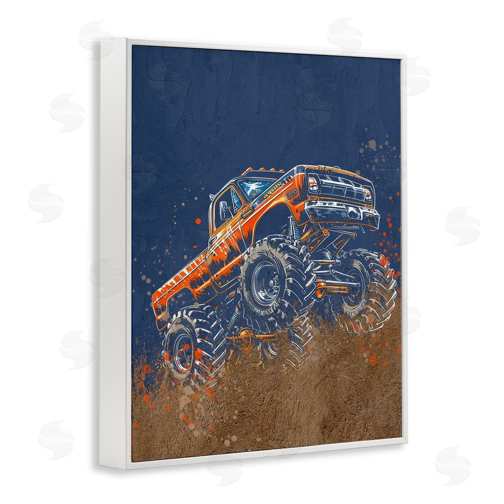 Kim Allen My Jam Monster Truck White Framed Giclee Print Wall Art