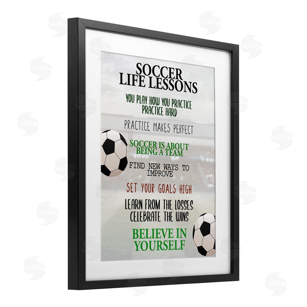 Kim Allen Soccer Life Lessons Black Framed Print Under Glass Wall Art