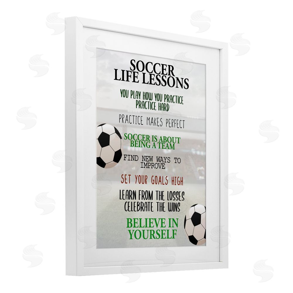 Kim Allen Soccer Life Lessons White Framed Print Under Glass Wall Art