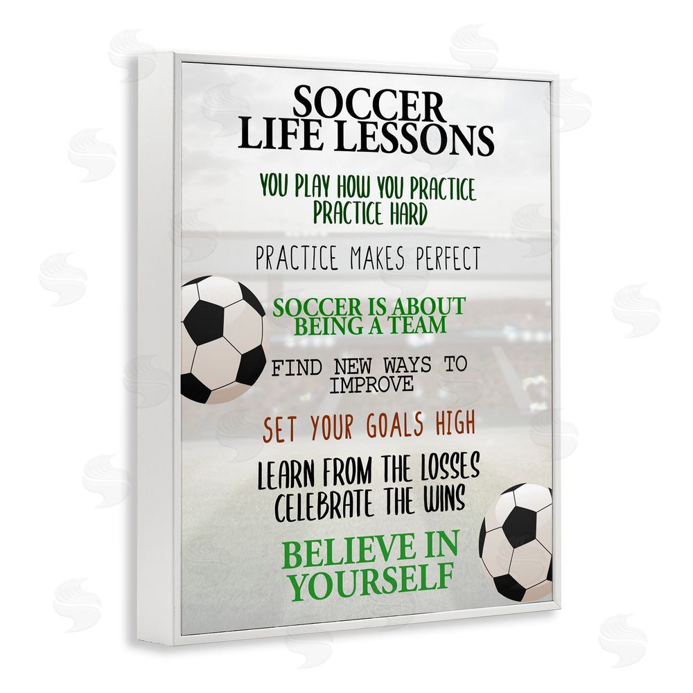 Kim Allen Soccer Life Lessons White Framed Giclee Print Wall Art