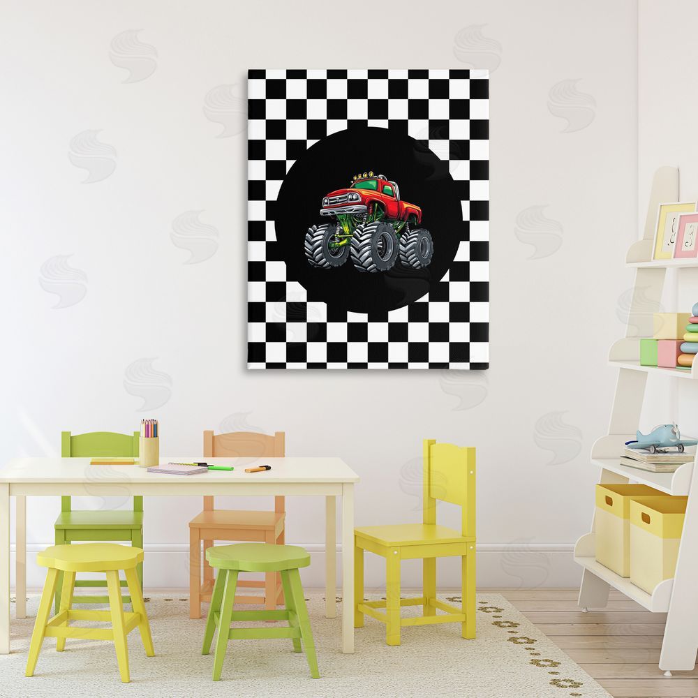 Kim Allen Monster Truck Dude Stretched Canvas Wall Art Print in Room