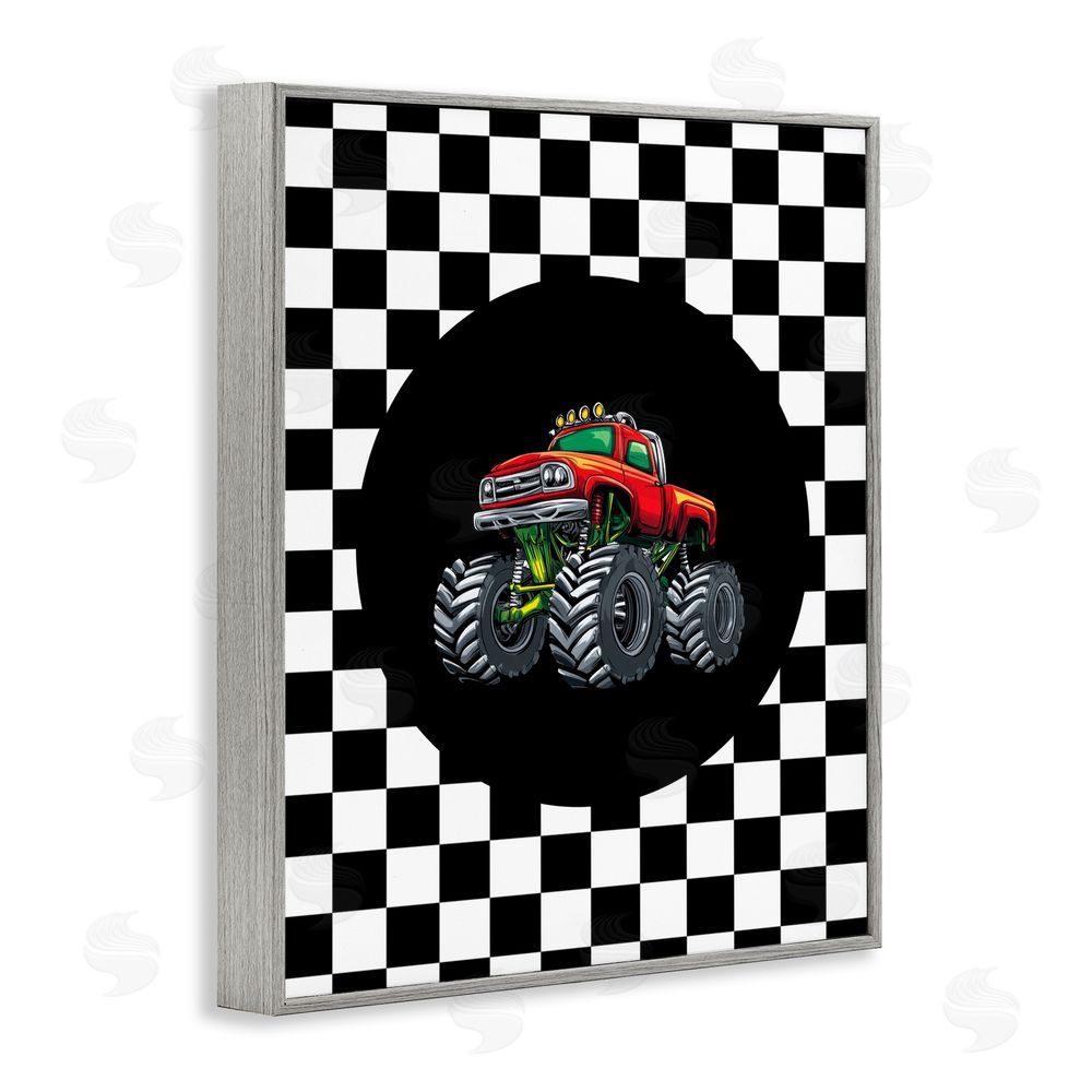 Kim Allen Monster Truck Dude Gray Framed Giclee Print Wall Art