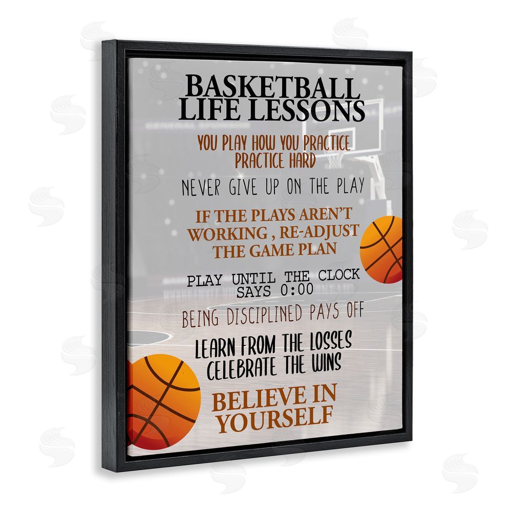 Kim Allen Basketball Life Lessons Black Floating Frame Canvas Wall Art Print