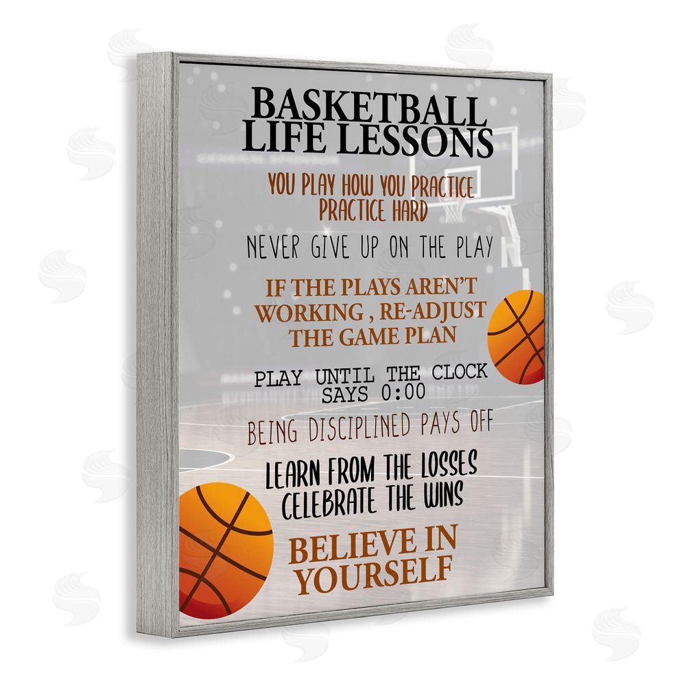 Kim Allen Basketball Life Lessons Gray Framed Giclee Print Wall Art