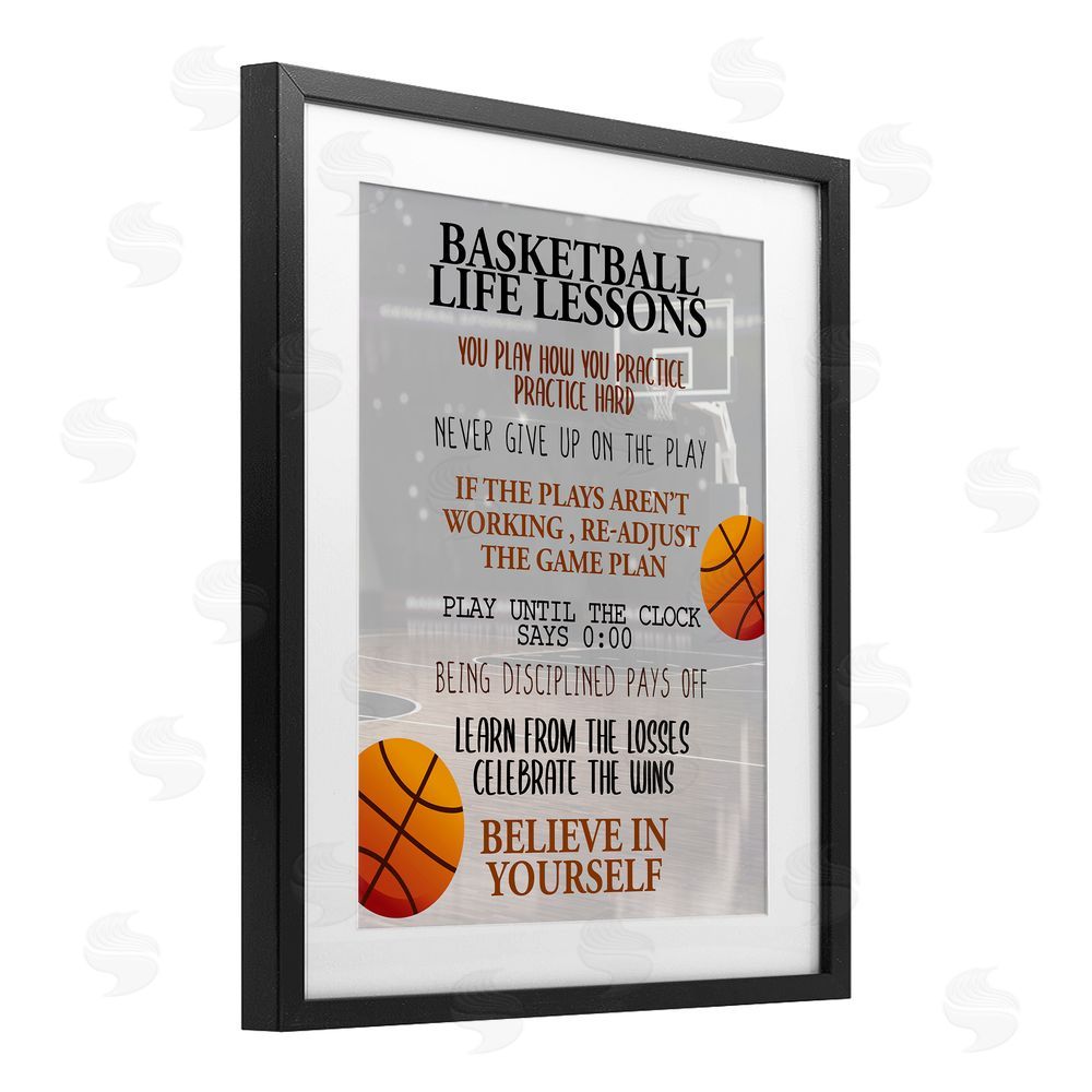 Kim Allen Basketball Life Lessons Black Framed Print Under Glass Wall Art