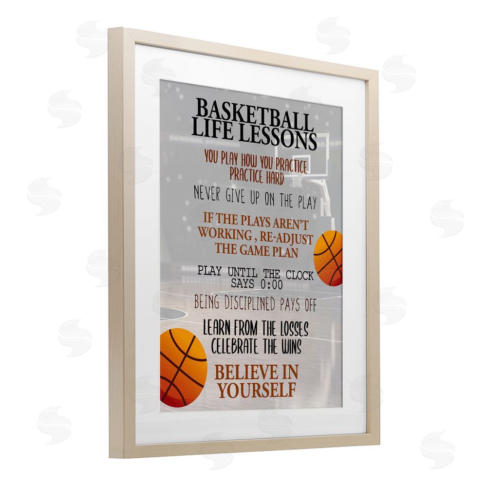 Kim Allen Basketball Life Lessons Brown Framed Print Under Glass Wall Art