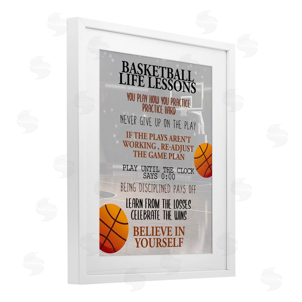 Kim Allen Basketball Life Lessons White Framed Print Under Glass Wall Art