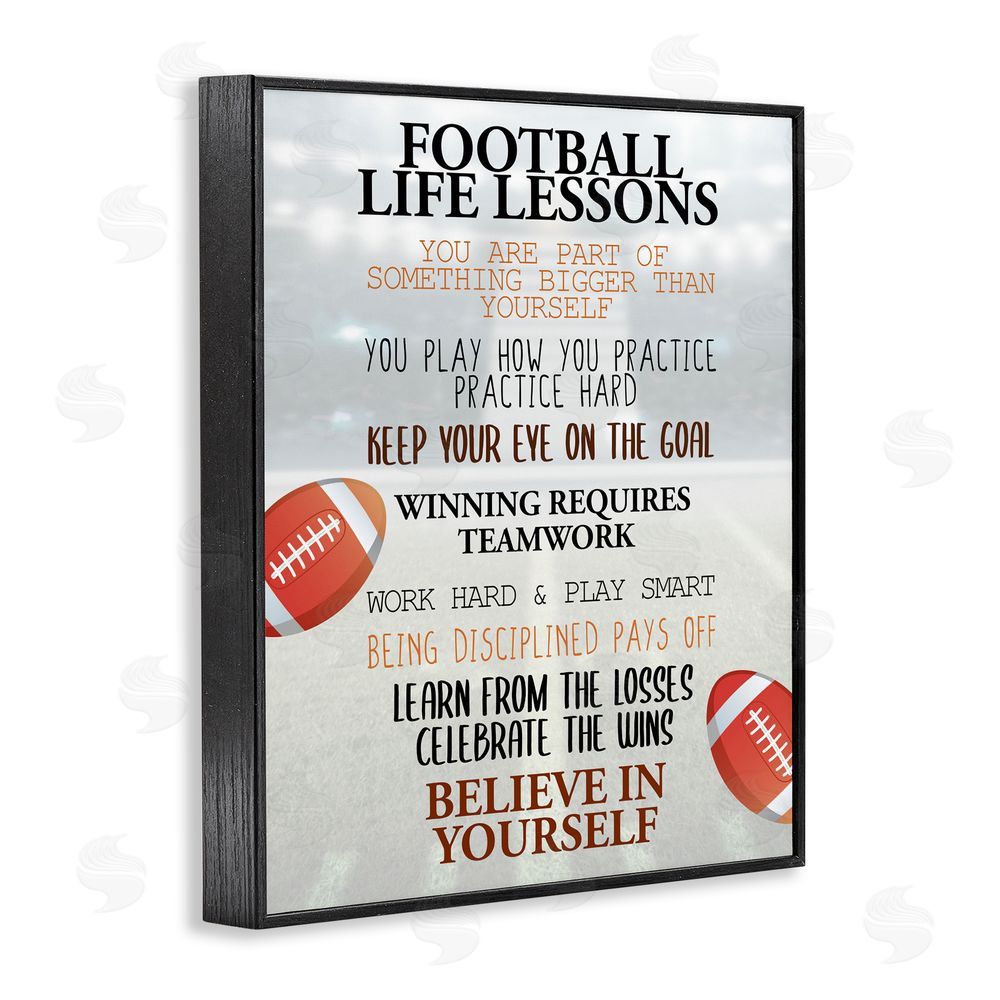 Kim Allen Football Life Lessons Black Framed Giclee Print Wall Art