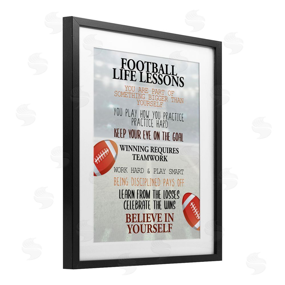 Kim Allen Football Life Lessons Black Framed Print Under Glass Wall Art
