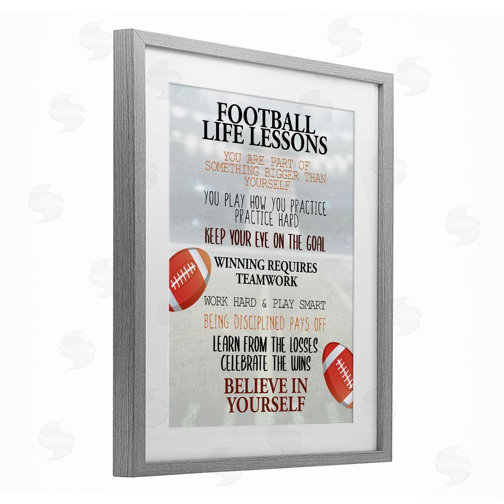 Kim Allen Football Life Lessons Gray Framed Print Under Glass Wall Art