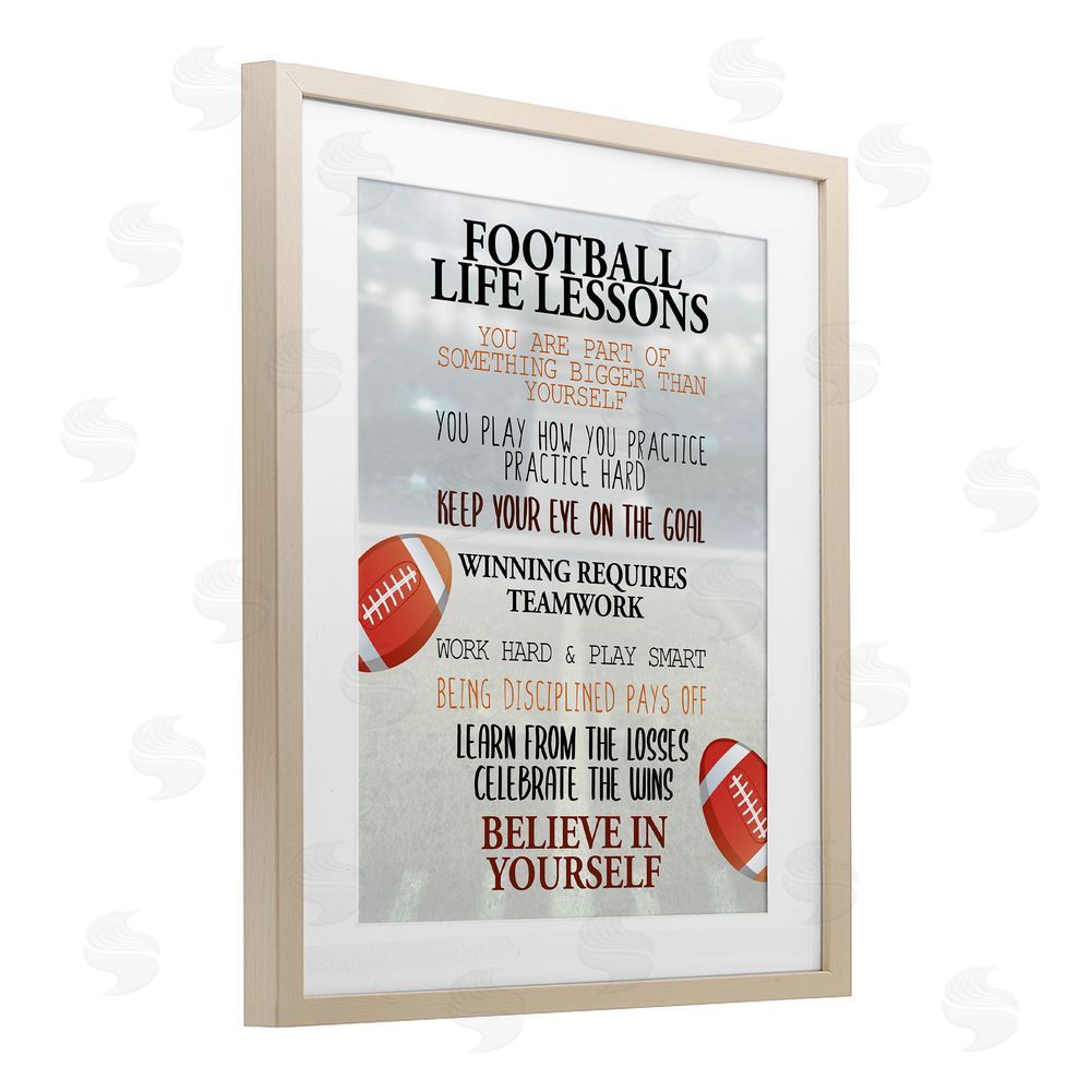 Kim Allen Football Life Lessons Brown Framed Print Under Glass Wall Art