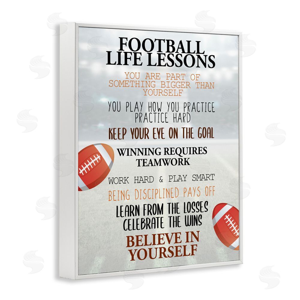 Kim Allen Football Life Lessons White Framed Giclee Print Wall Art
