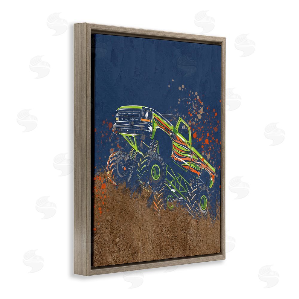 Kim Allen My Jam Truck Adventure Brown Floating Frame Canvas Wall Art Print