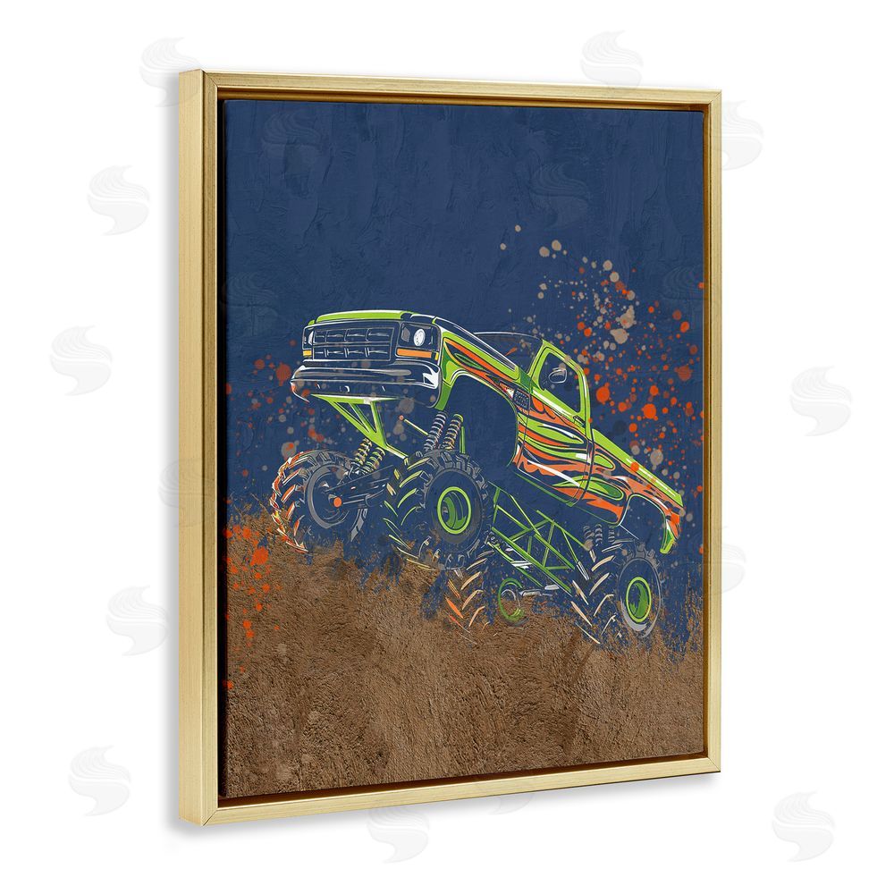 Kim Allen My Jam Truck Adventure Gold Floating Frame Canvas Wall Art Print