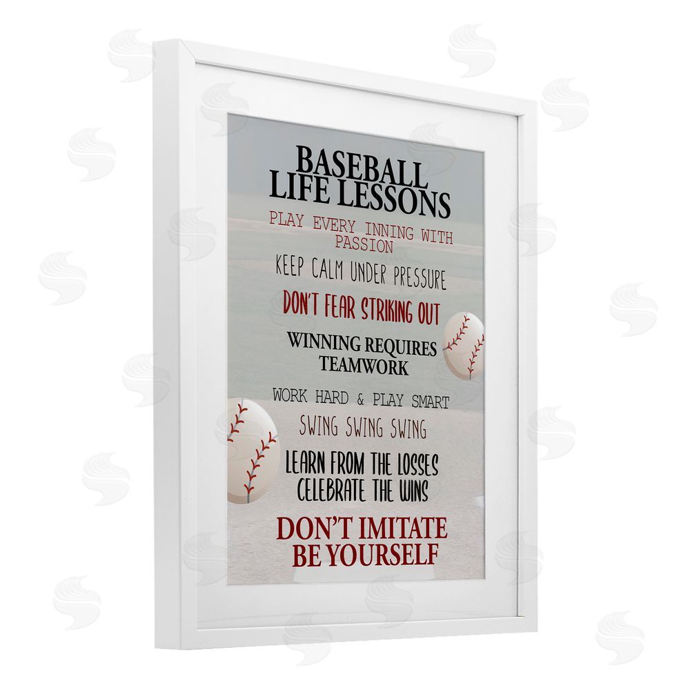 Kim Allen Baseball Life Lessons White Framed Print Under Glass Wall Art