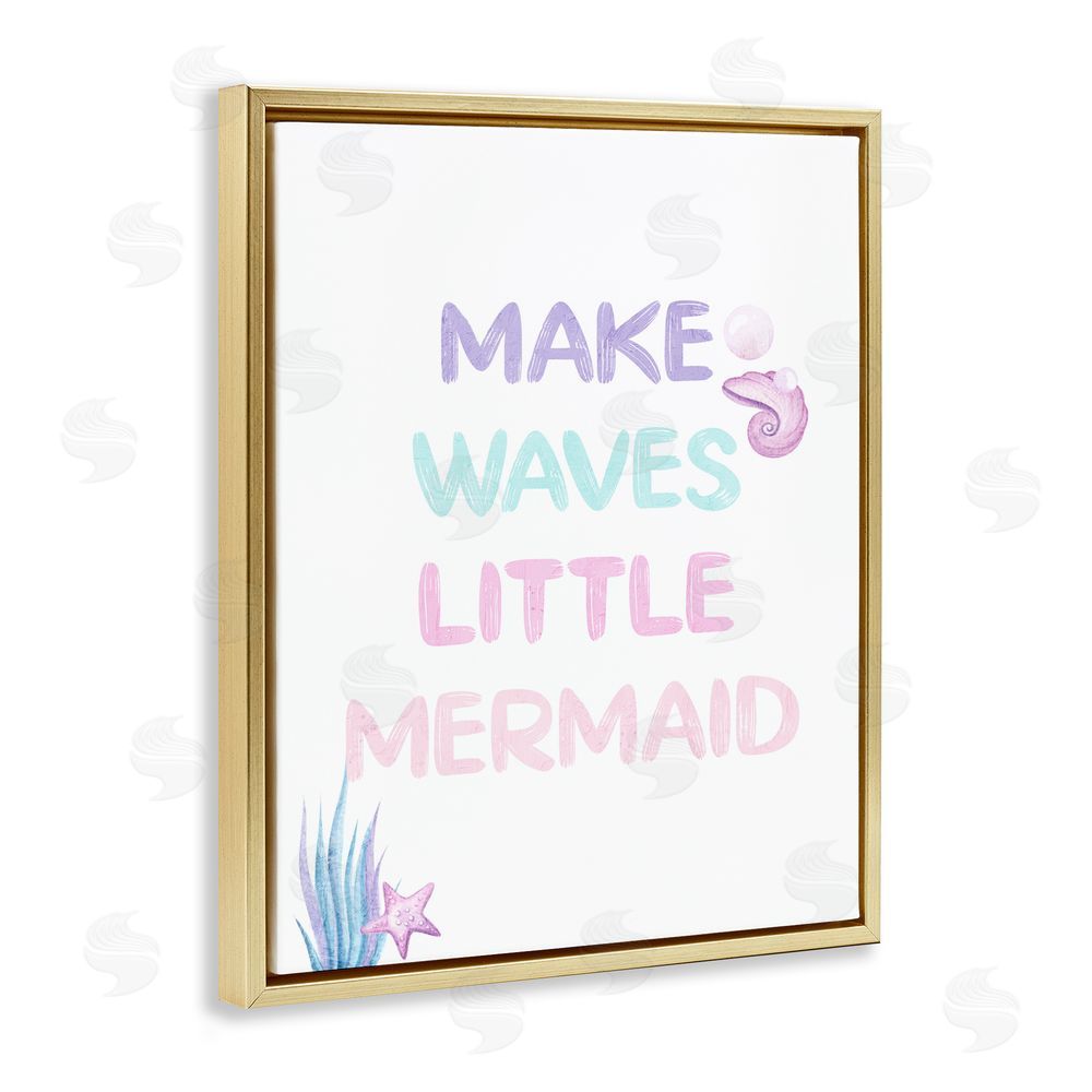 Kim Allen Make Waves Little Mermaid Gold Floating Frame Canvas Wall Art Print