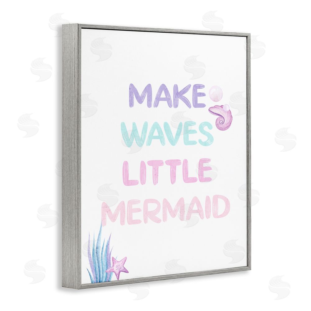 Kim Allen Make Waves Little Mermaid Gray Framed Giclee Print Wall Art