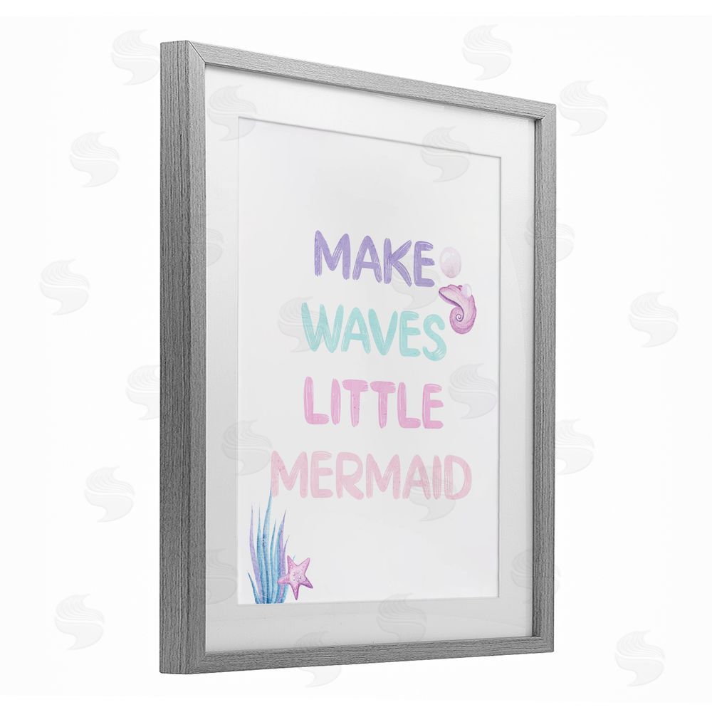 Kim Allen Make Waves Little Mermaid Gray Framed Print Under Glass Wall Art