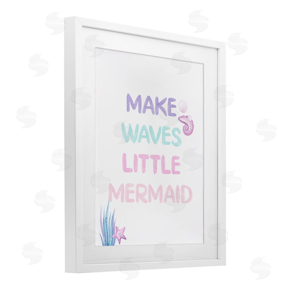 Kim Allen Make Waves Little Mermaid White Framed Print Under Glass Wall Art