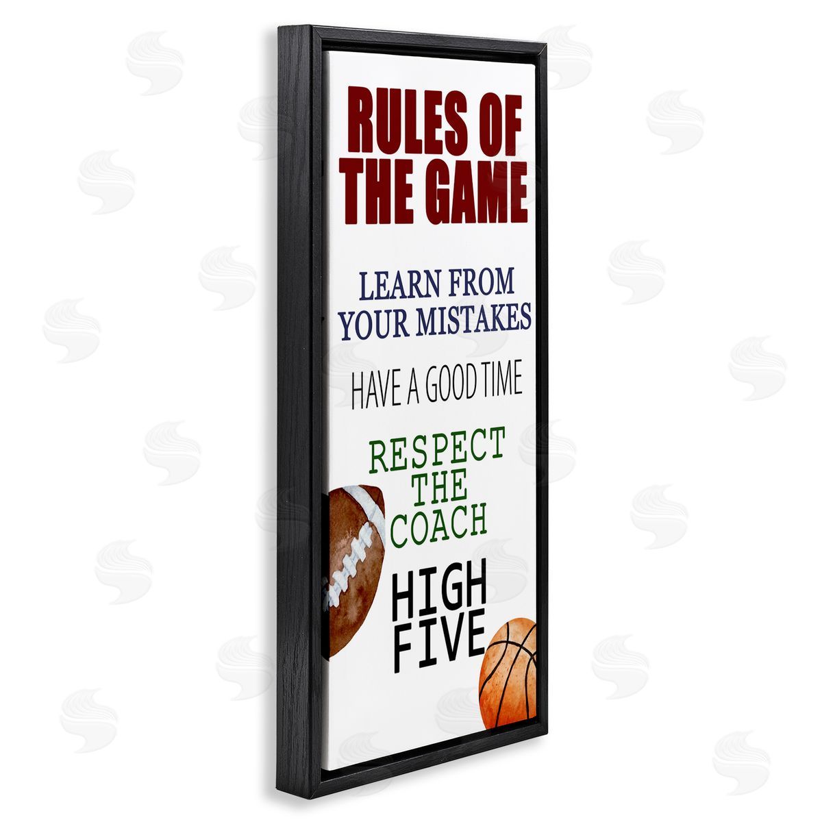 Kim Allen Motivational Rules Of The Game Black Floating Frame Canvas Wall Art Print