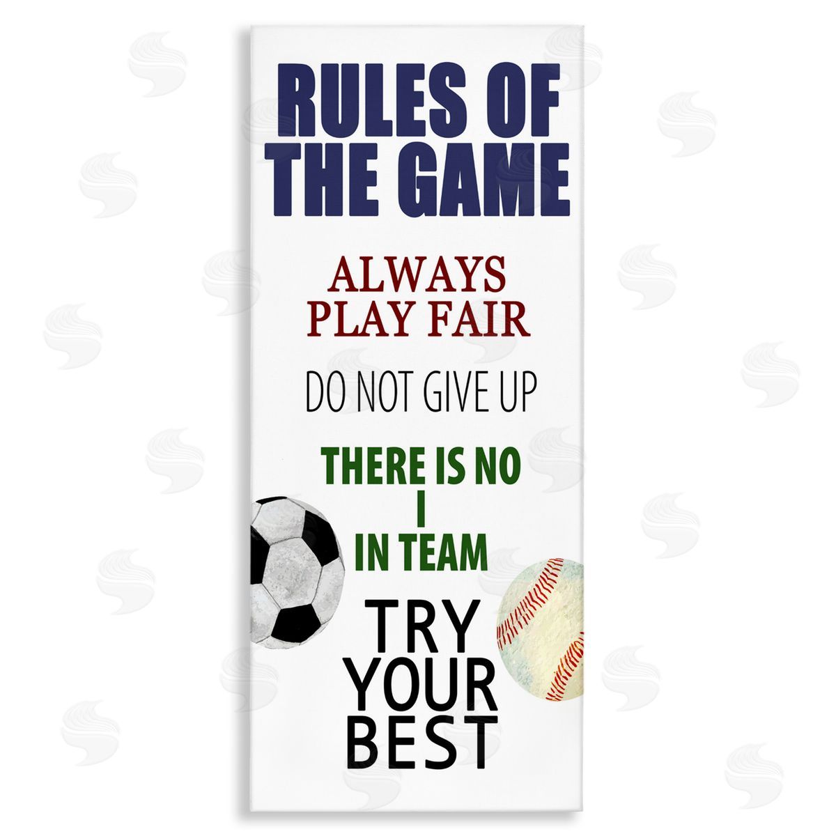 Kim Allen Fun Teamwork Rules of Game Stretched Canvas Wall Art Print