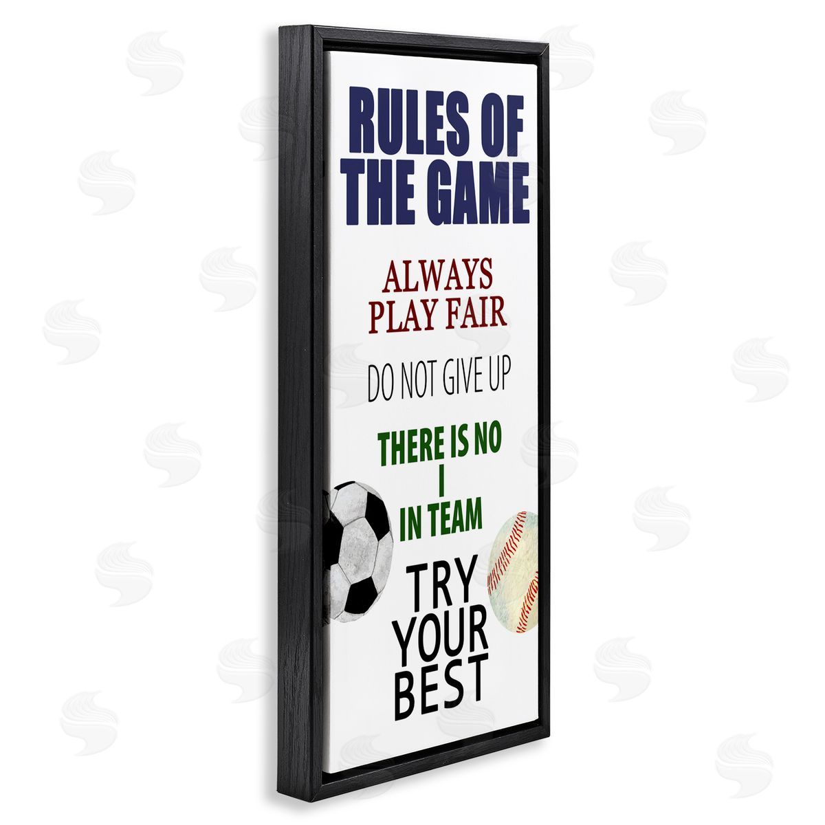 Kim Allen Fun Teamwork Rules of Game Black Floating Frame Canvas Wall Art Print